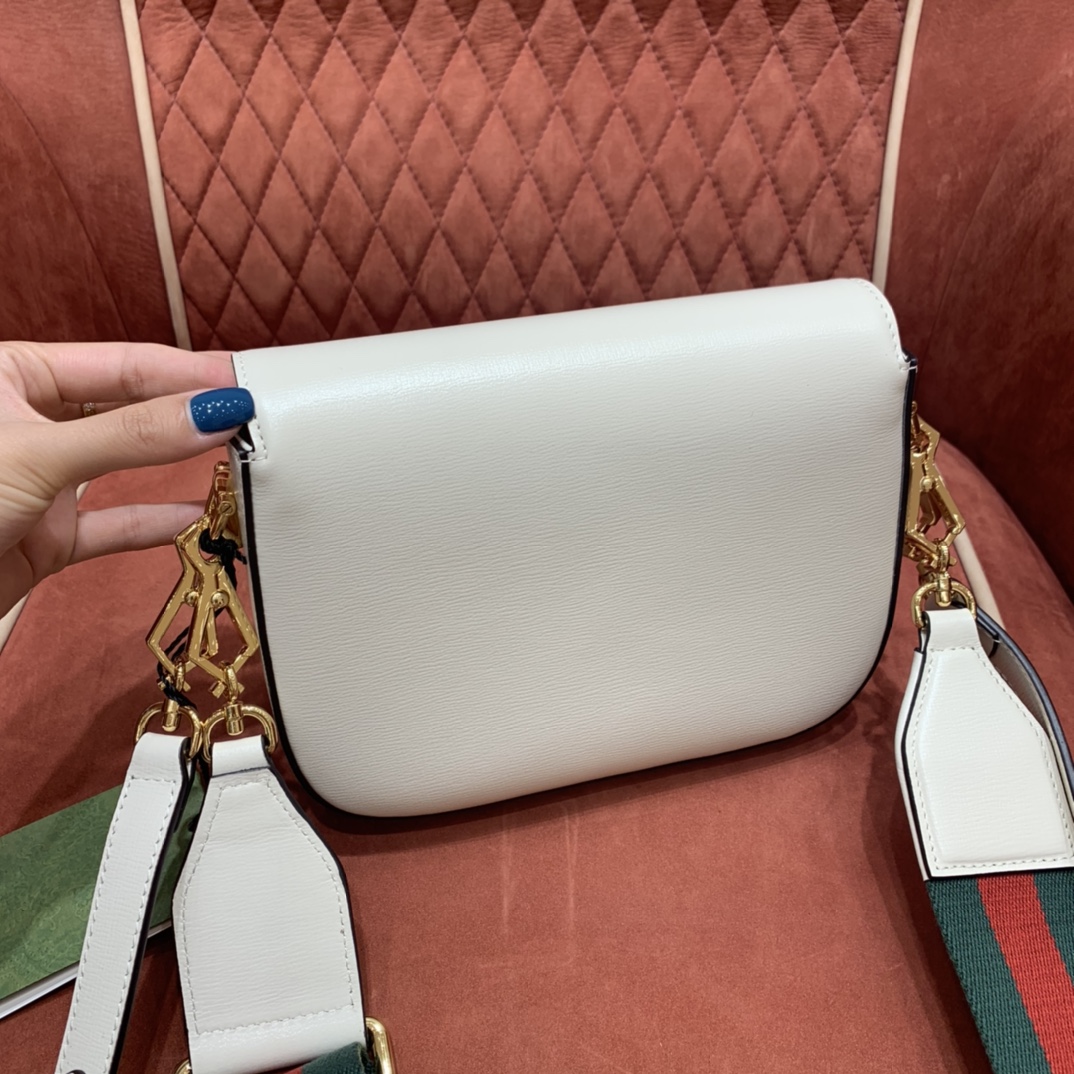 GUCCI Horsebit 1955 Mini Shoulder Bag White Leather