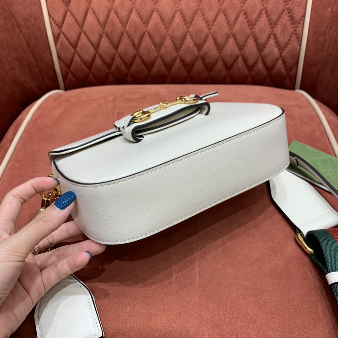 GUCCI Horsebit 1955 Mini Shoulder Bag White Leather