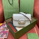 GUCCI Horsebit 1955 Mini Shoulder Bag White Leather