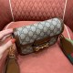 GUCCI Horsebit 1955 Mini Shoulder Bag  GG Supreme Canvas with Brown Leather