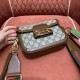 GUCCI Horsebit 1955 Mini Shoulder Bag  GG Supreme Canvas with Brown Leather