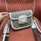 GUCCI Horsebit 1955 Mini Shoulder Bag  GG Supreme Canvas with White Leather