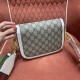 GUCCI Horsebit 1955 Mini Shoulder Bag  GG Supreme Canvas with White Leather