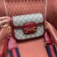 GUCCI Horsebit 1955 Mini Shoulder Bag  GG Supreme Canvas with Red Leather