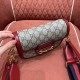 GUCCI Horsebit 1955 Mini Shoulder Bag  GG Supreme Canvas with Red Leather