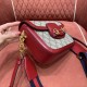 GUCCI Horsebit 1955 Mini Shoulder Bag  GG Supreme Canvas with Red Leather