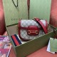 GUCCI Horsebit 1955 Mini Shoulder Bag  GG Supreme Canvas with Red Leather