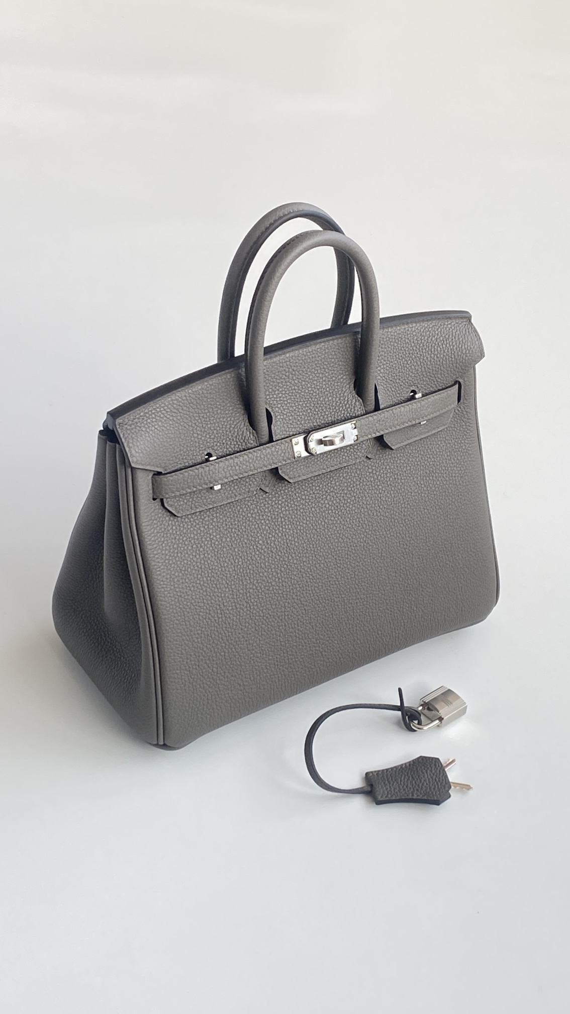 Hermès Birkin 25 Etain Togo Leather Palladium/Silver Hardware (100% Handmade)