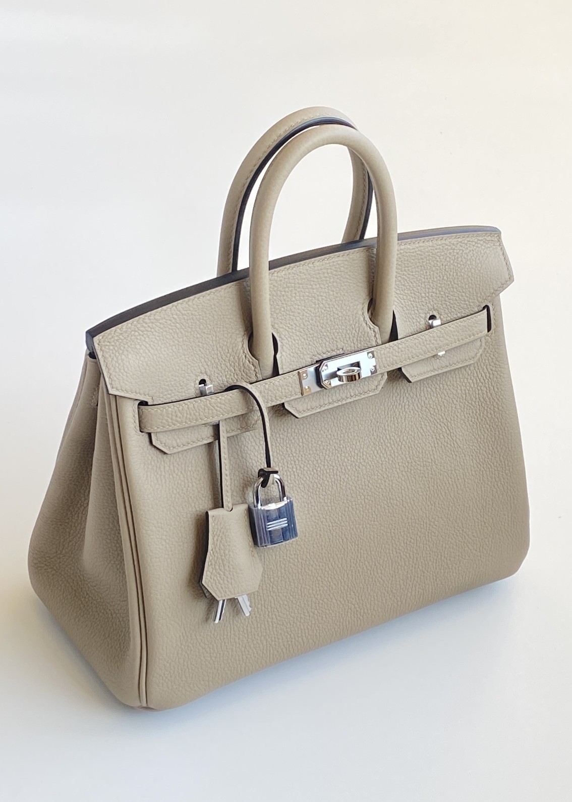 Hermès Birkin 25 Gris Tourterelle Togo Leather Palladium/Silver Hardware (100% Handmade)