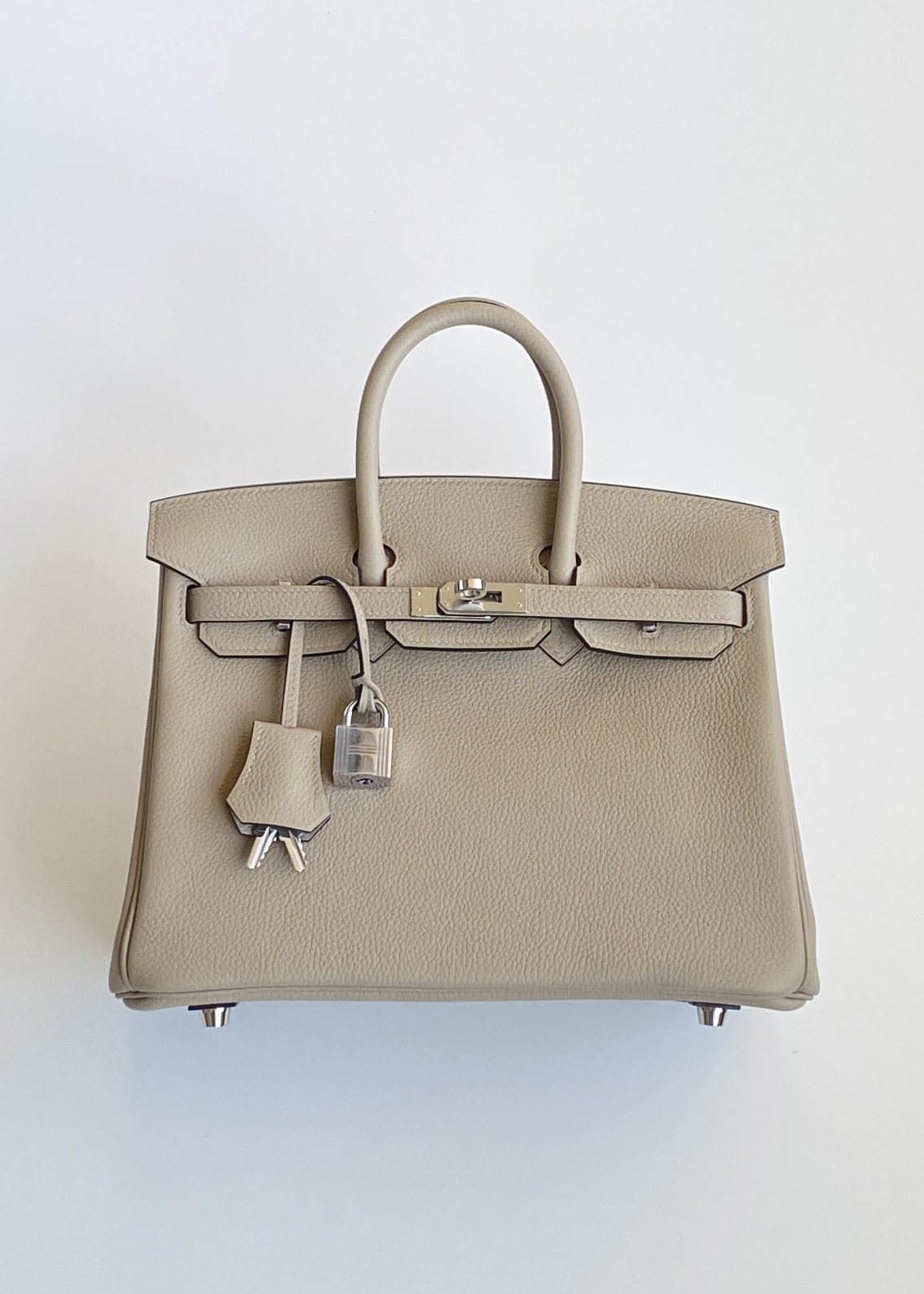 Hermès Birkin 25 Gris Tourterelle Togo Leather Palladium/Silver Hardware (100% Handmade)