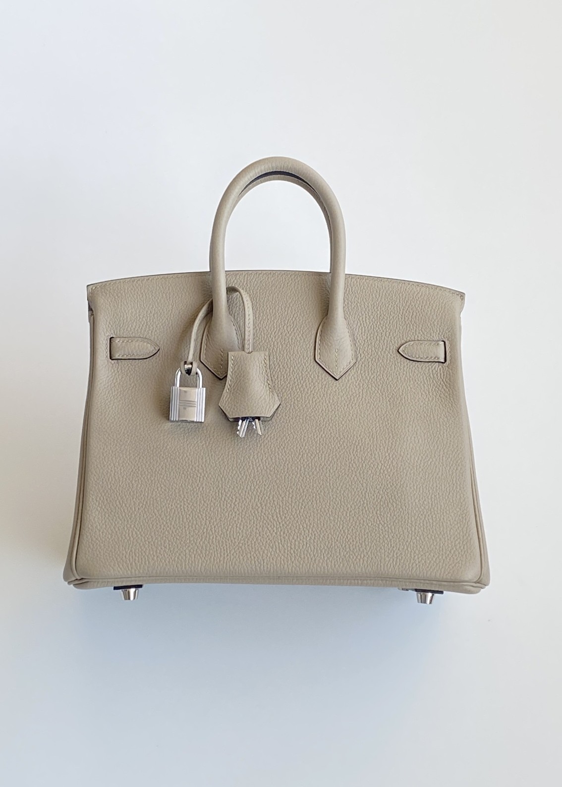 Hermès Birkin 25 Gris Tourterelle Togo Leather Palladium/Silver Hardware (100% Handmade)