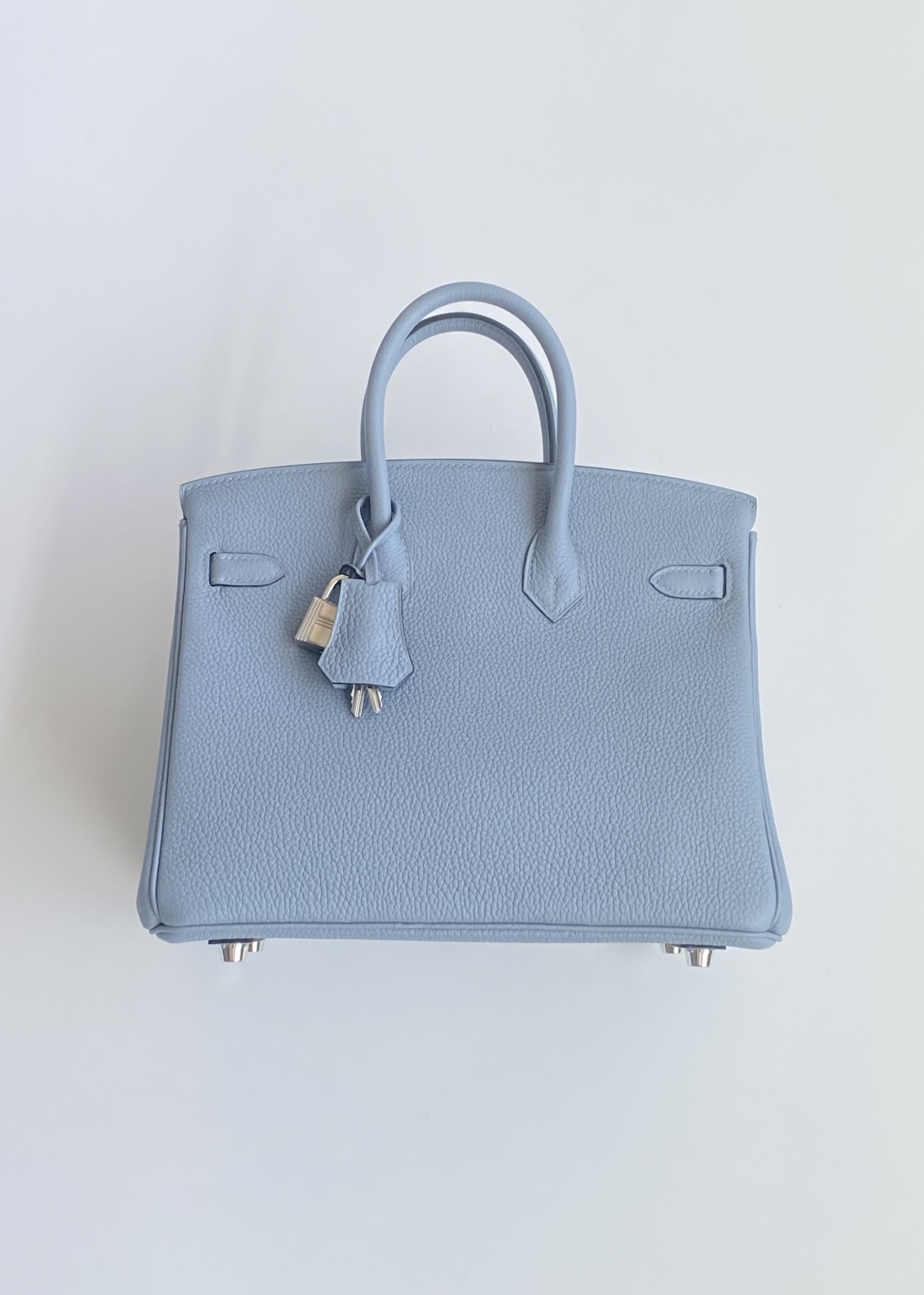 Hermès Birkin 25 Bleu Lin Togo Leather Palladium/Silver Hardware (100% Handmade)