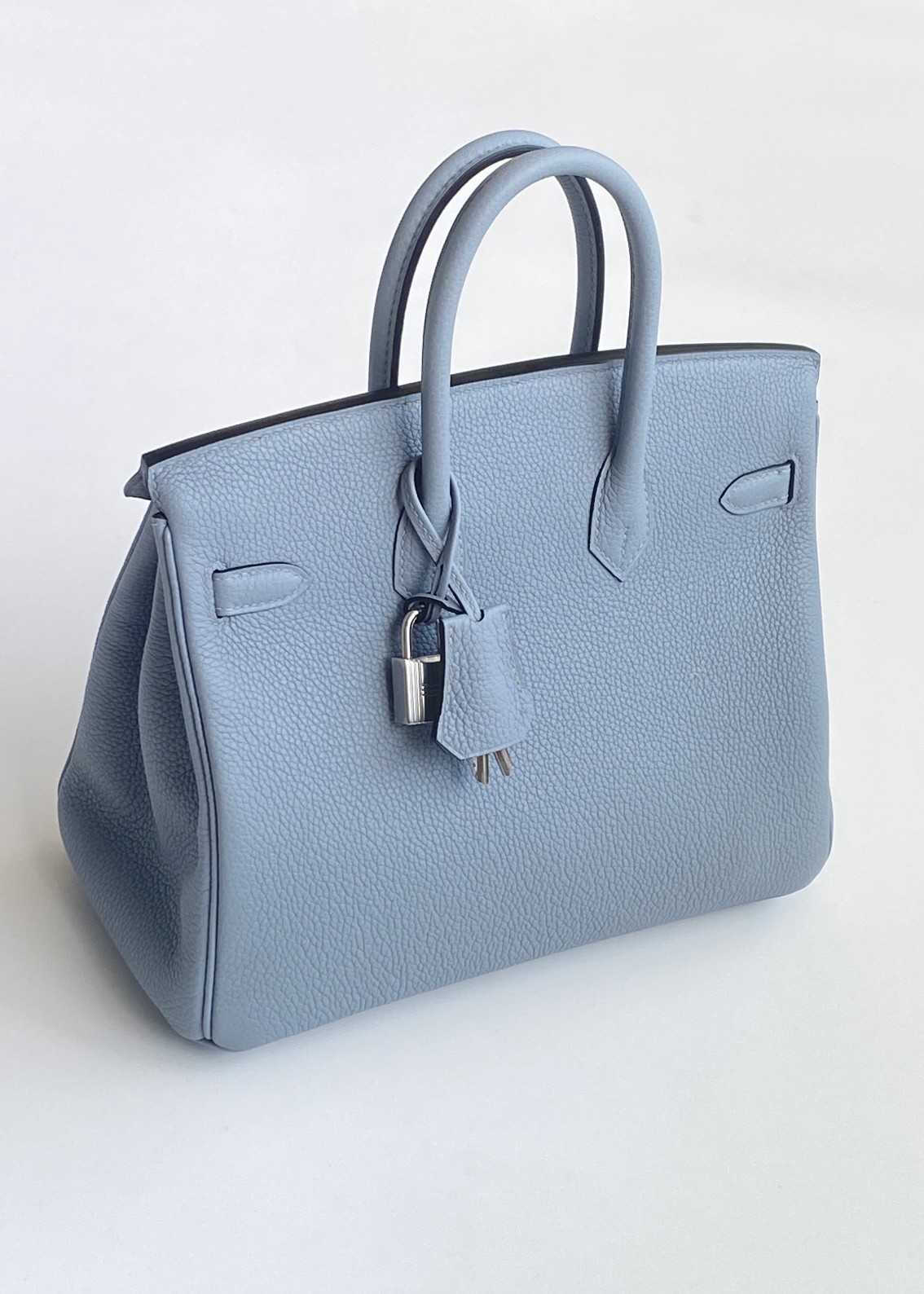 Hermès Birkin 25 Bleu Lin Togo Leather Palladium/Silver Hardware (100% Handmade)