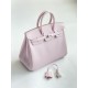 Hermès Birkin 25 Mauve Pale Epsom Leather Palladium/Silver Hardware (100% Handmade)