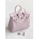 Hermès Birkin 25 Mauve Pale Epsom Leather Palladium/Silver Hardware (100% Handmade)