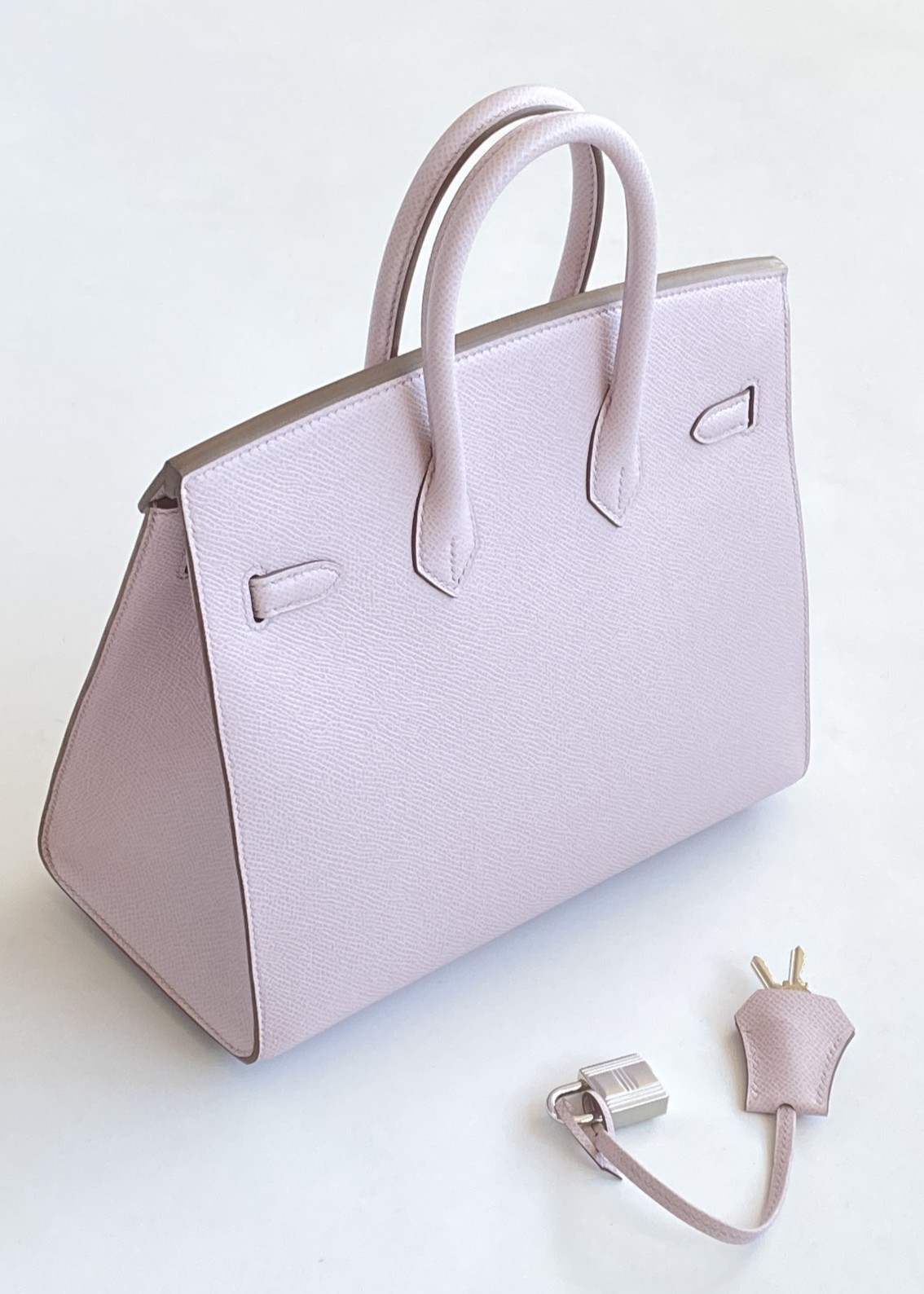 Hermès Birkin 25 Sellier Mauve Pale Epsom Leather Palladium/Silver Hardware (100% Handmade)