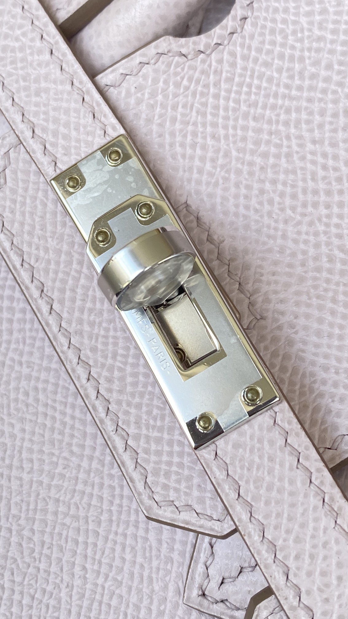 Hermès Birkin 25 Sellier Mauve Pale Epsom Leather Palladium/Silver Hardware (100% Handmade)