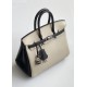 Hermès Birkin 25 Craie and Black Togo Leather Palladium/Silver Hardware (100% Handmade)