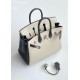 Hermès Birkin 25 Craie and Black Togo Leather Palladium/Silver Hardware (100% Handmade)