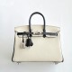 Hermès Birkin 25 Craie and Black Togo Leather Palladium/Silver Hardware (100% Handmade)