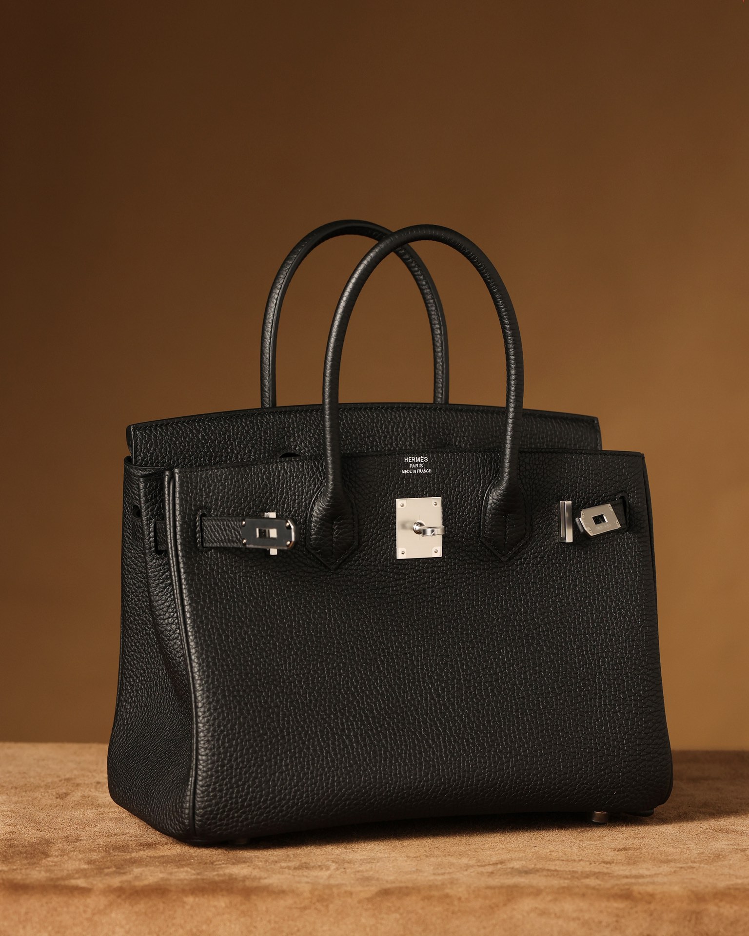 Hermès Birkin 30 Black Togo Leather Palladium/Silver Hardware (100% Handmade)