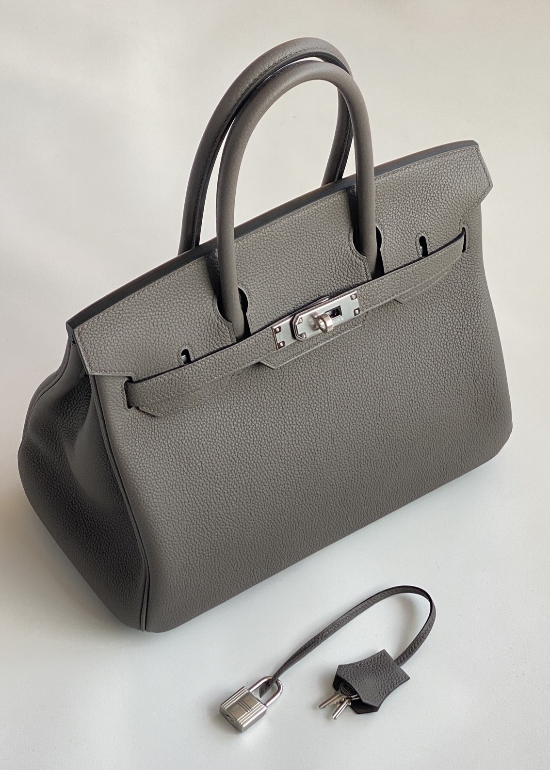 Hermès Birkin 30 Etain Togo Leather Palladium/Silver Hardware (100% Handmade)