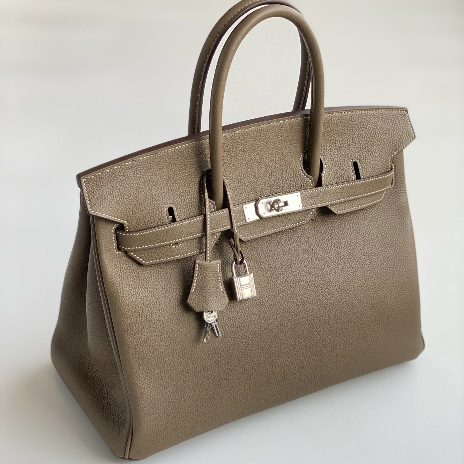 Hermès Birkin 35 Etoupe Togo Leather Palladium/Silver Hardware (100% Handmade)