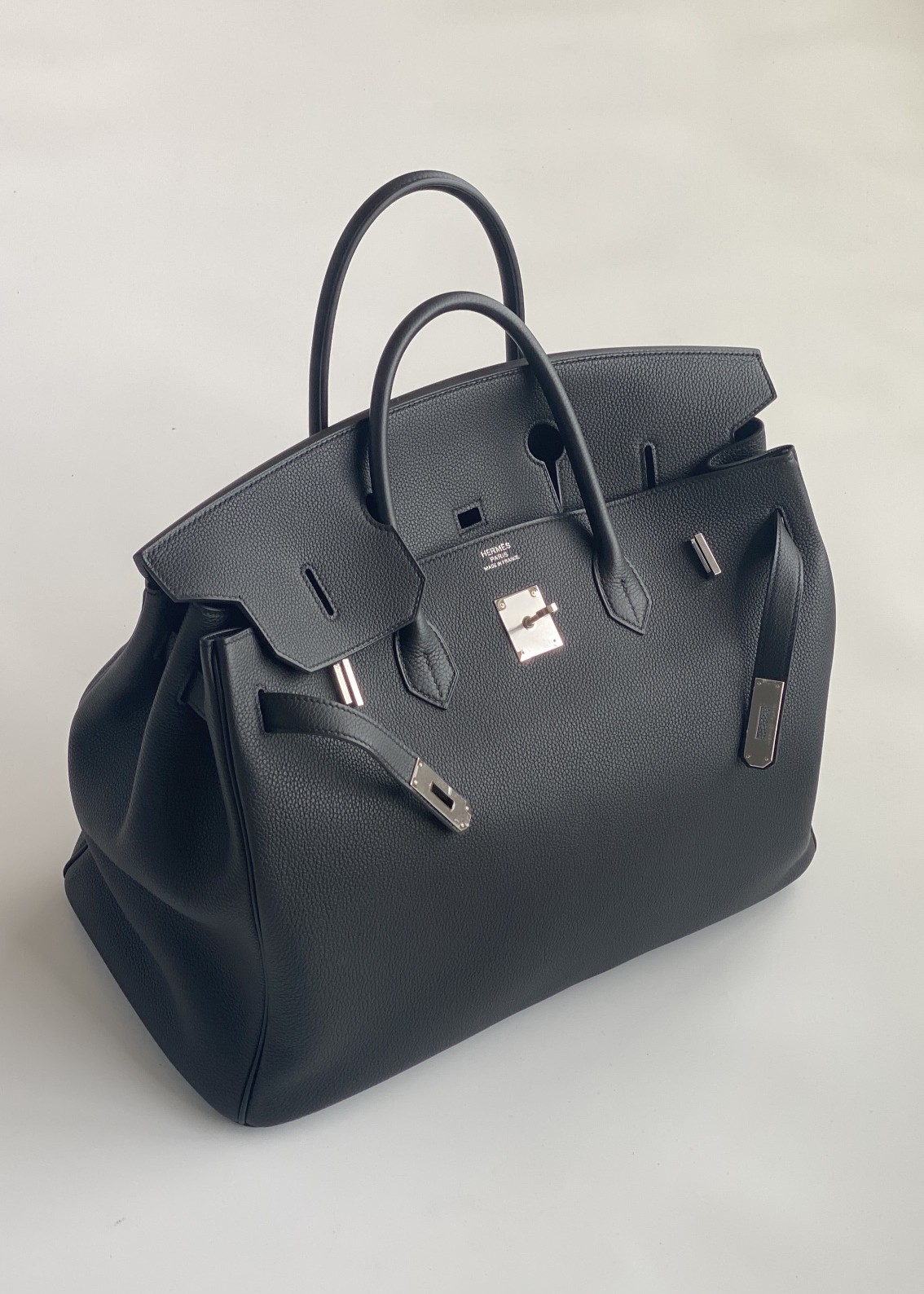 Hermès Birkin 40 Black Togo Leather Palladium/Silver Hardware (100% Handmade)