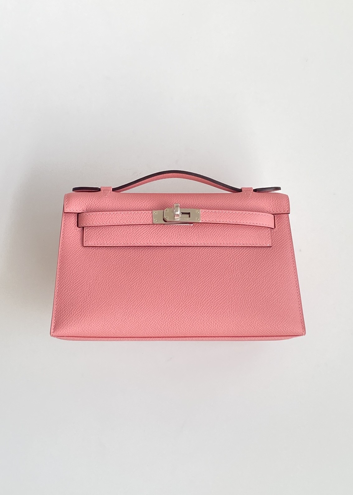 Hermès Kelly Pochette Rose d’Ete Epsom Leather Palladium/Silver Hardware (100% Handmade)