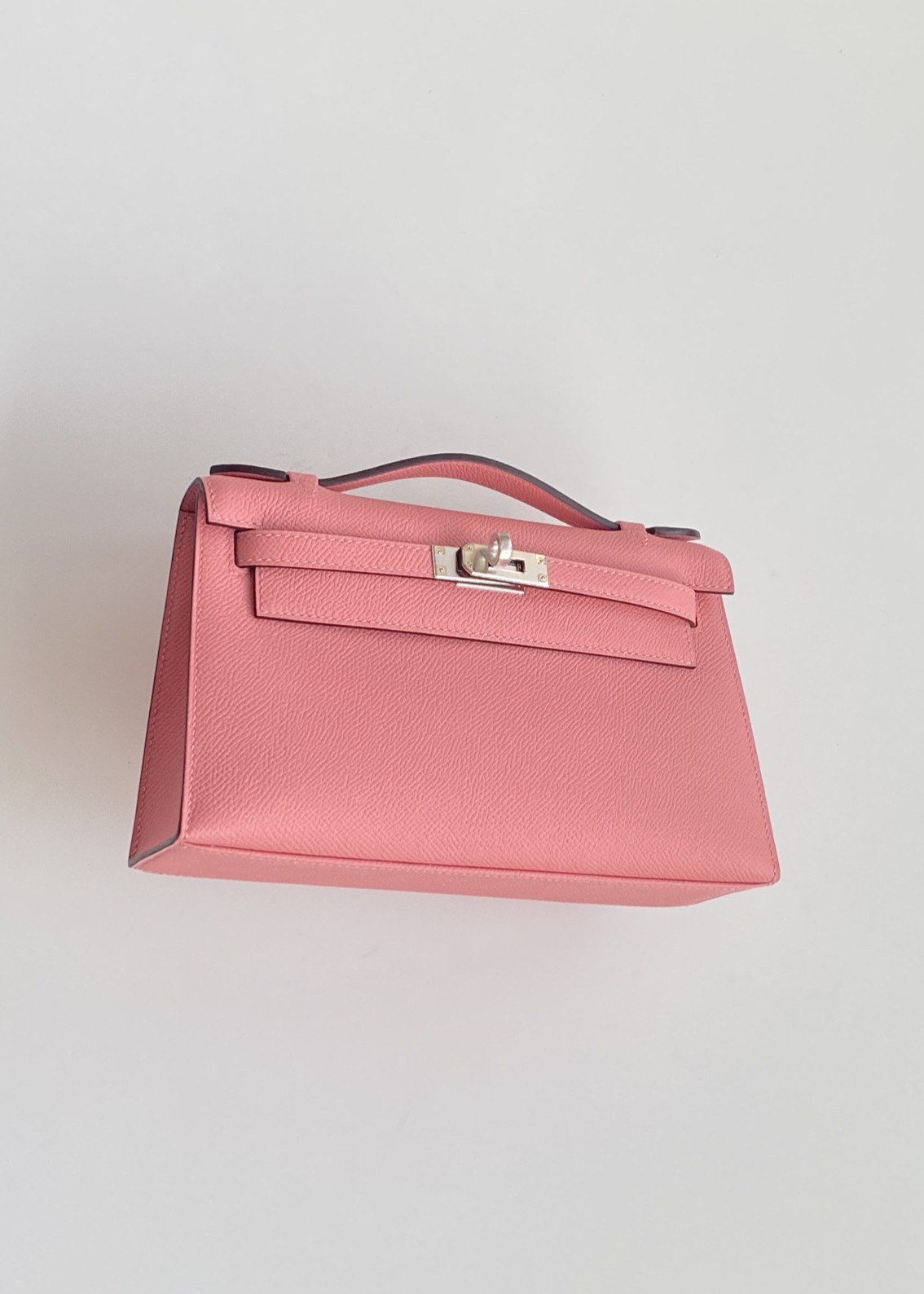 Hermès Kelly Pochette Rose d’Ete Epsom Leather Palladium/Silver Hardware (100% Handmade)