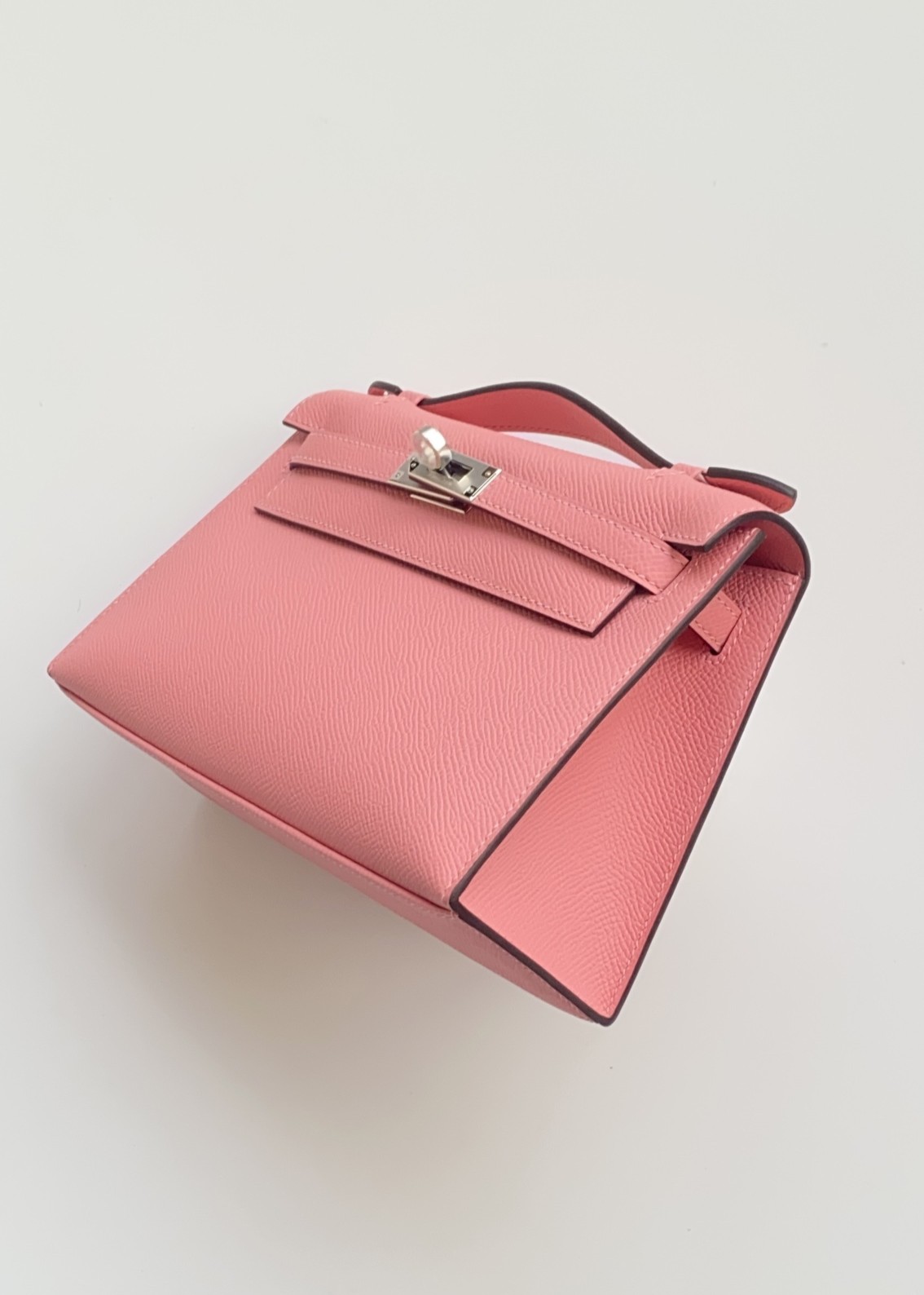 Hermès Kelly Pochette Rose d’Ete Epsom Leather Palladium/Silver Hardware (100% Handmade)