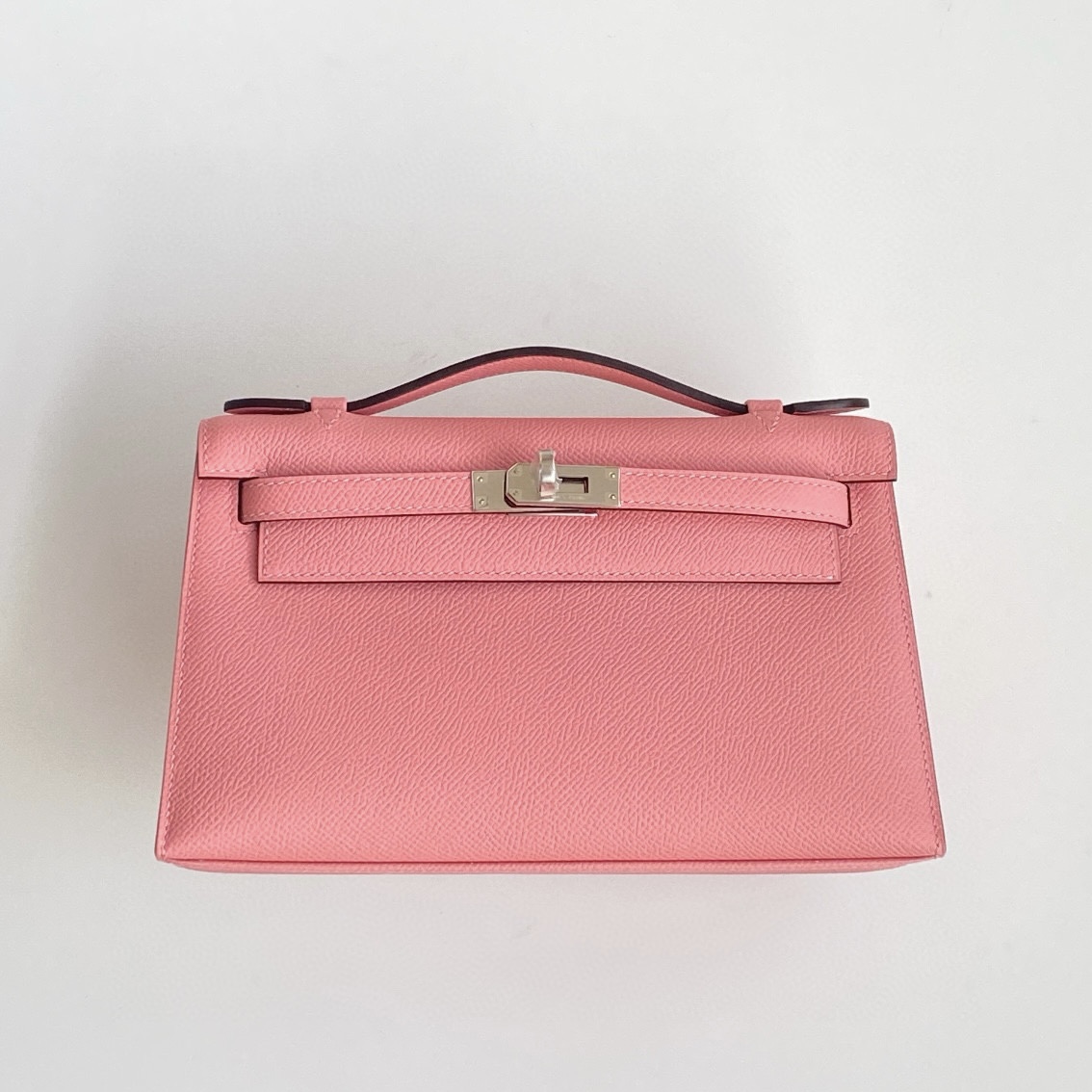 Hermès Kelly Pochette Rose d’Ete Epsom Leather Palladium/Silver Hardware (100% Handmade)