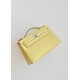 Hermès Kelly Pochette Jaune Poussin Swift Leather Palladium/Silver Hardware (100% Handmade)