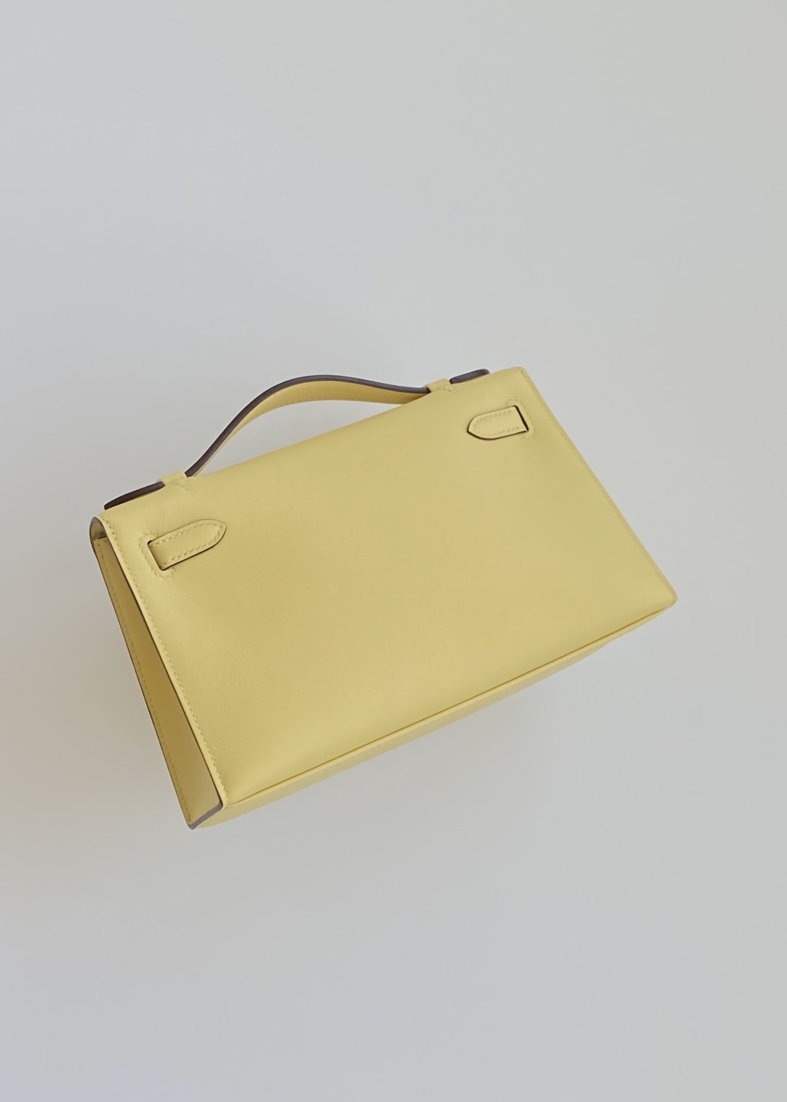 Hermès Kelly Pochette Jaune Poussin Swift Leather Palladium/Silver Hardware (100% Handmade)