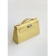 Hermès Kelly Pochette Jaune Poussin Swift Leather Palladium/Silver Hardware (100% Handmade)