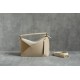 LOEWE Small Tri-Color Puzzle bag in classic calfskin Angora/Dusty Beige/Gold