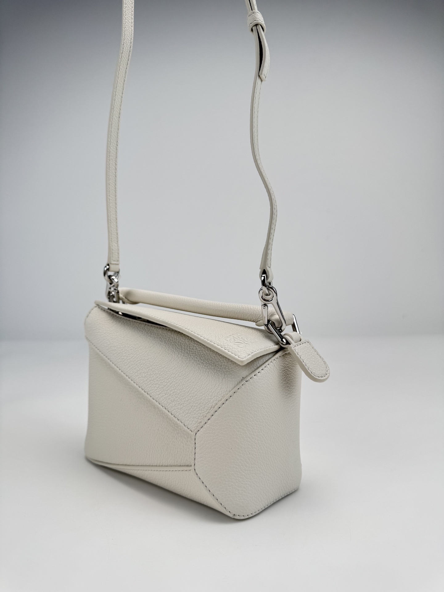 LOEWE Mini Puzzle bag in soft grained calfskin Soft White