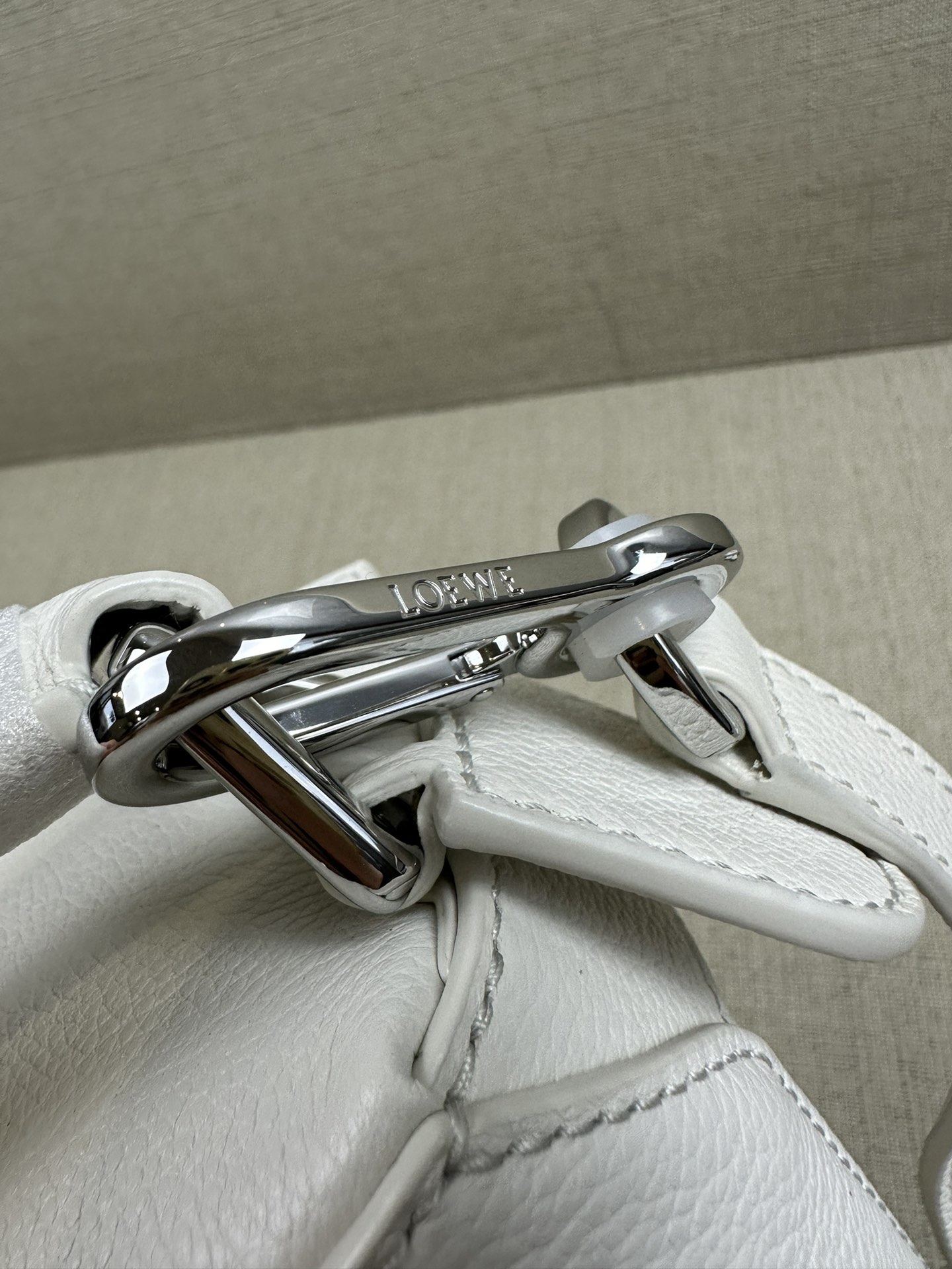 LOEWE Mini Puzzle bag in soft grained calfskin Soft White