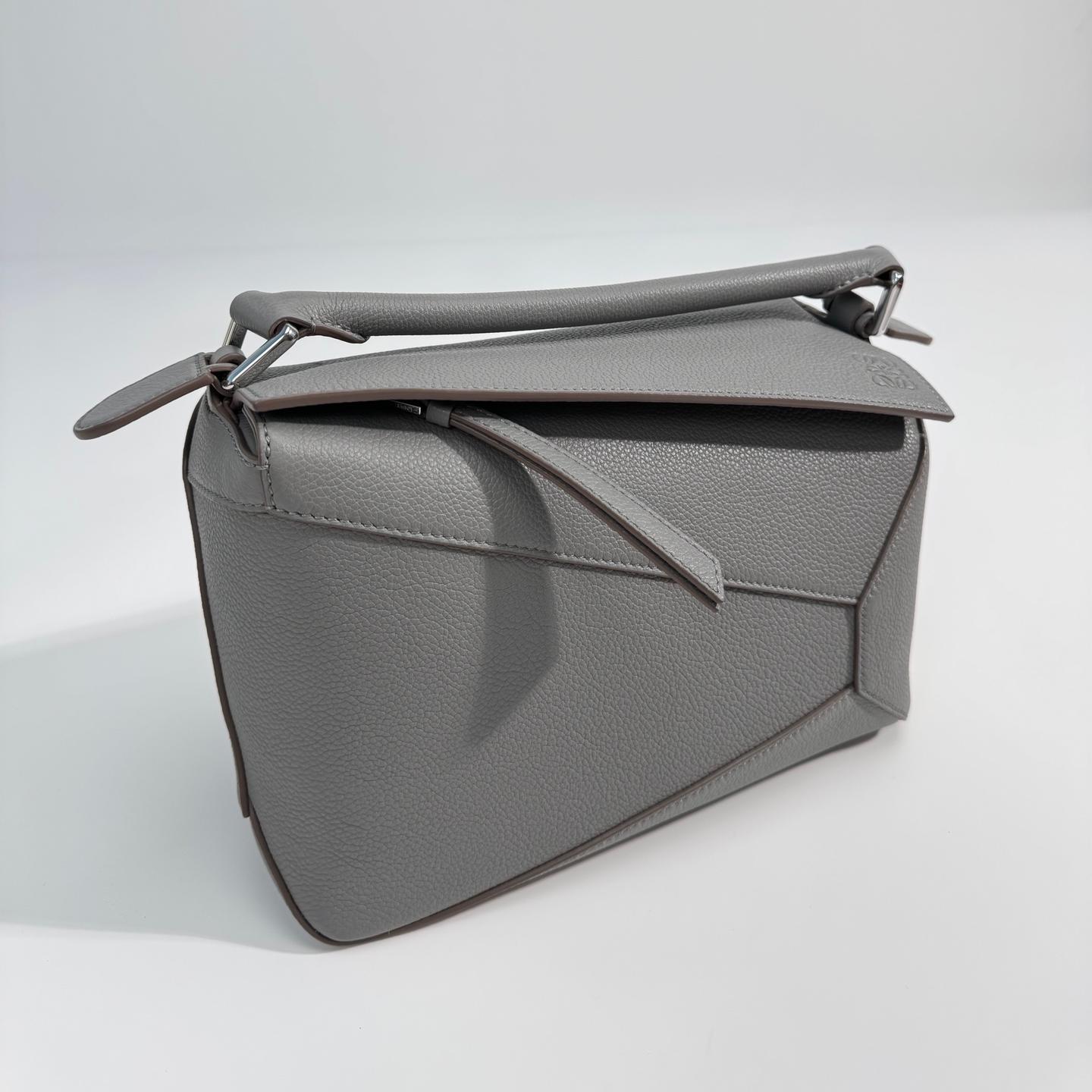 LOEWE Small Puzzle bag in soft grained calfskin Pearl Grey