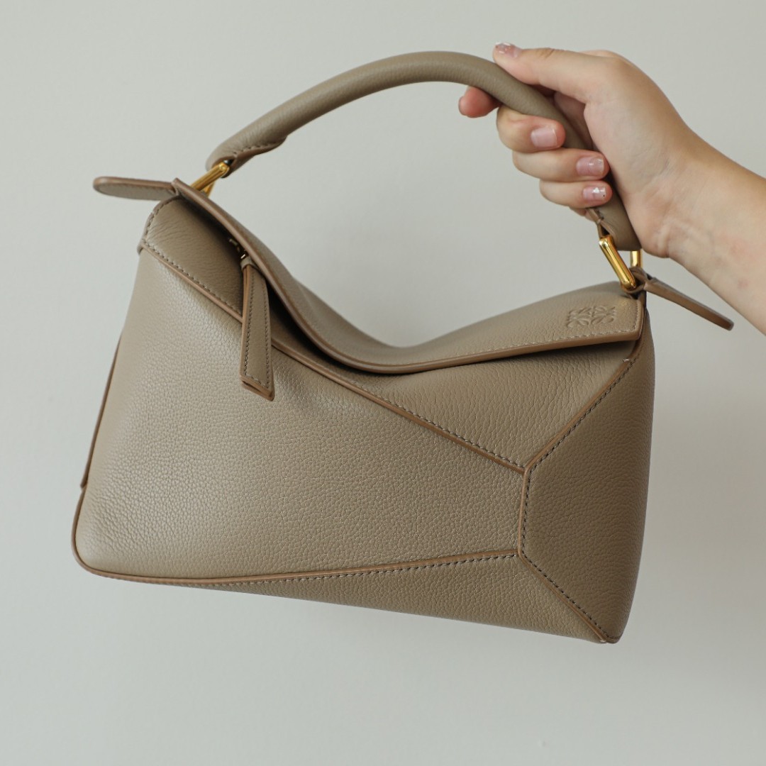 LOEWE Small Puzzle bag in soft grained calfskin Sand