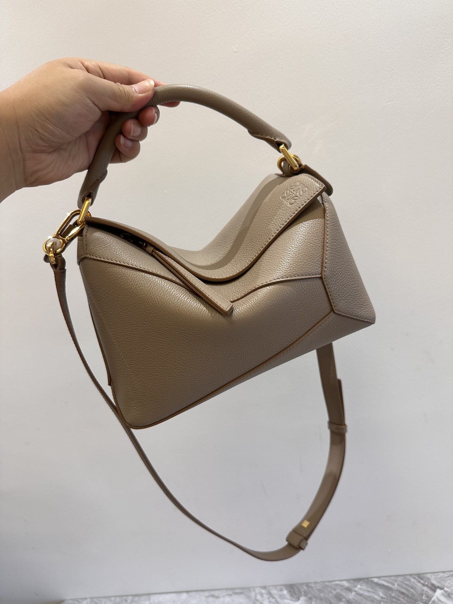 LOEWE Small Puzzle bag in soft grained calfskin Sand