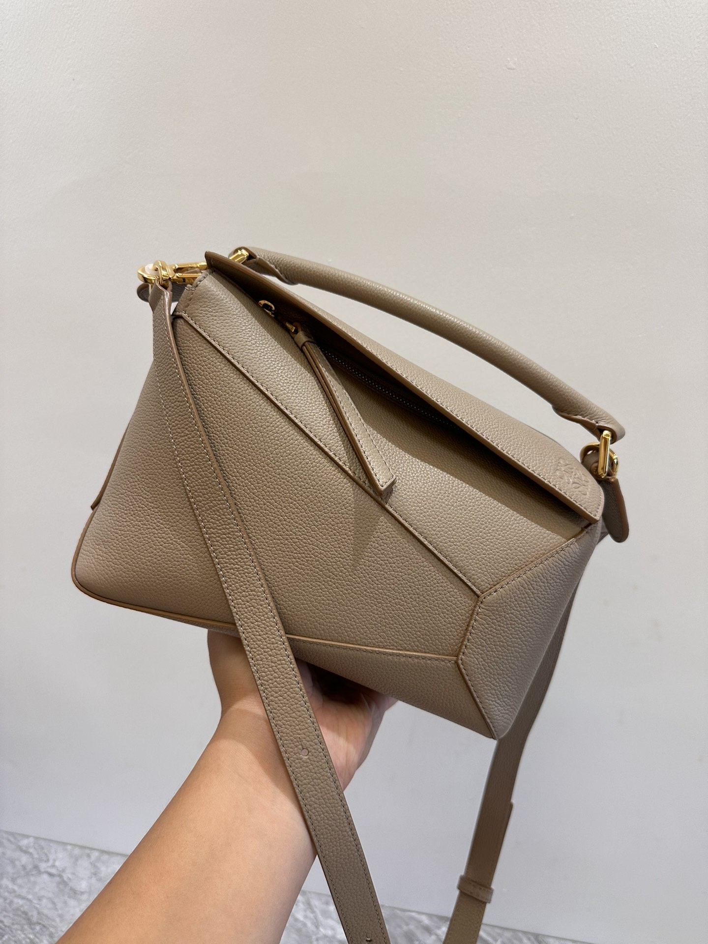 LOEWE Small Puzzle bag in soft grained calfskin Sand