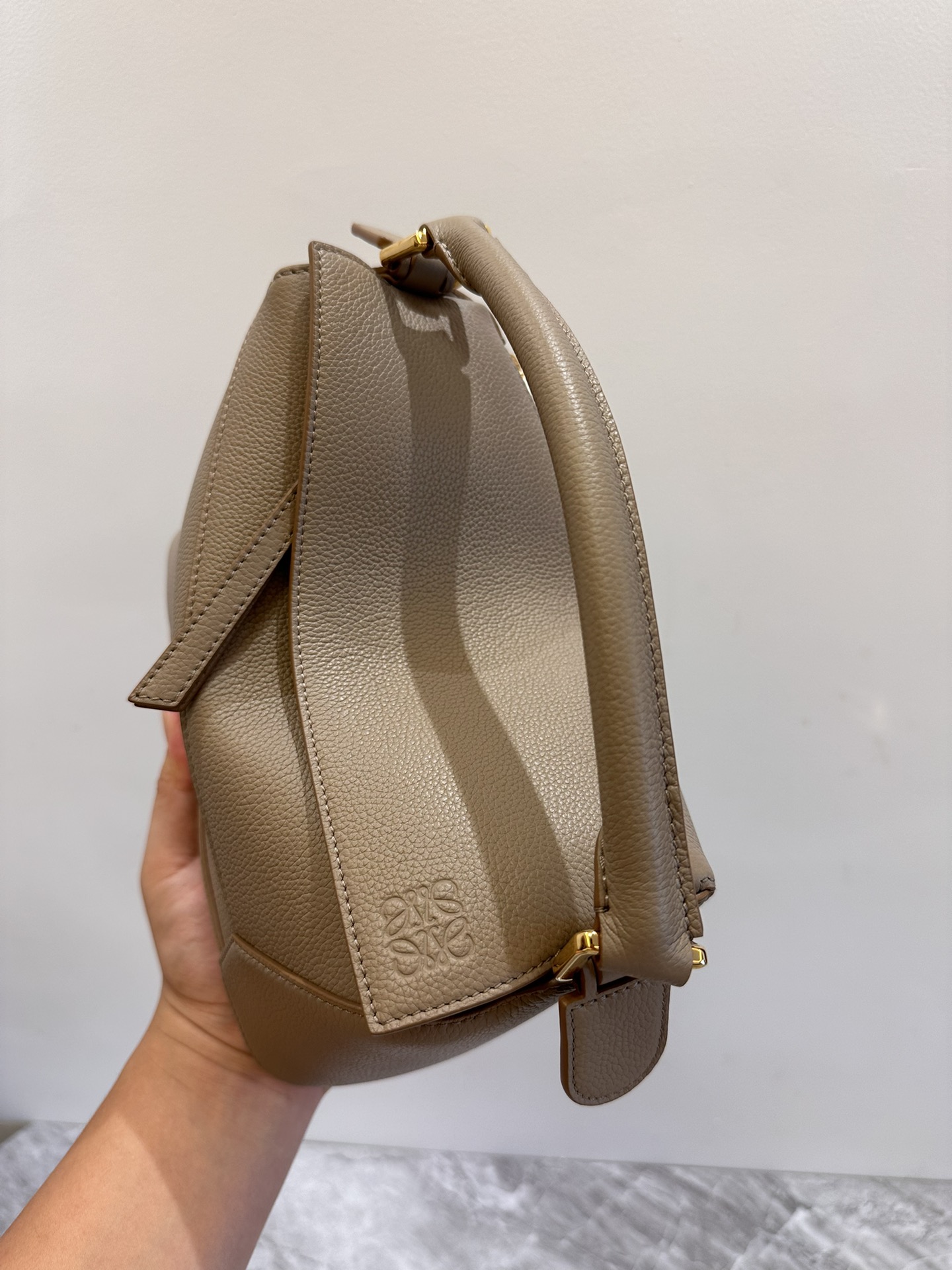 LOEWE Small Puzzle bag in soft grained calfskin Sand