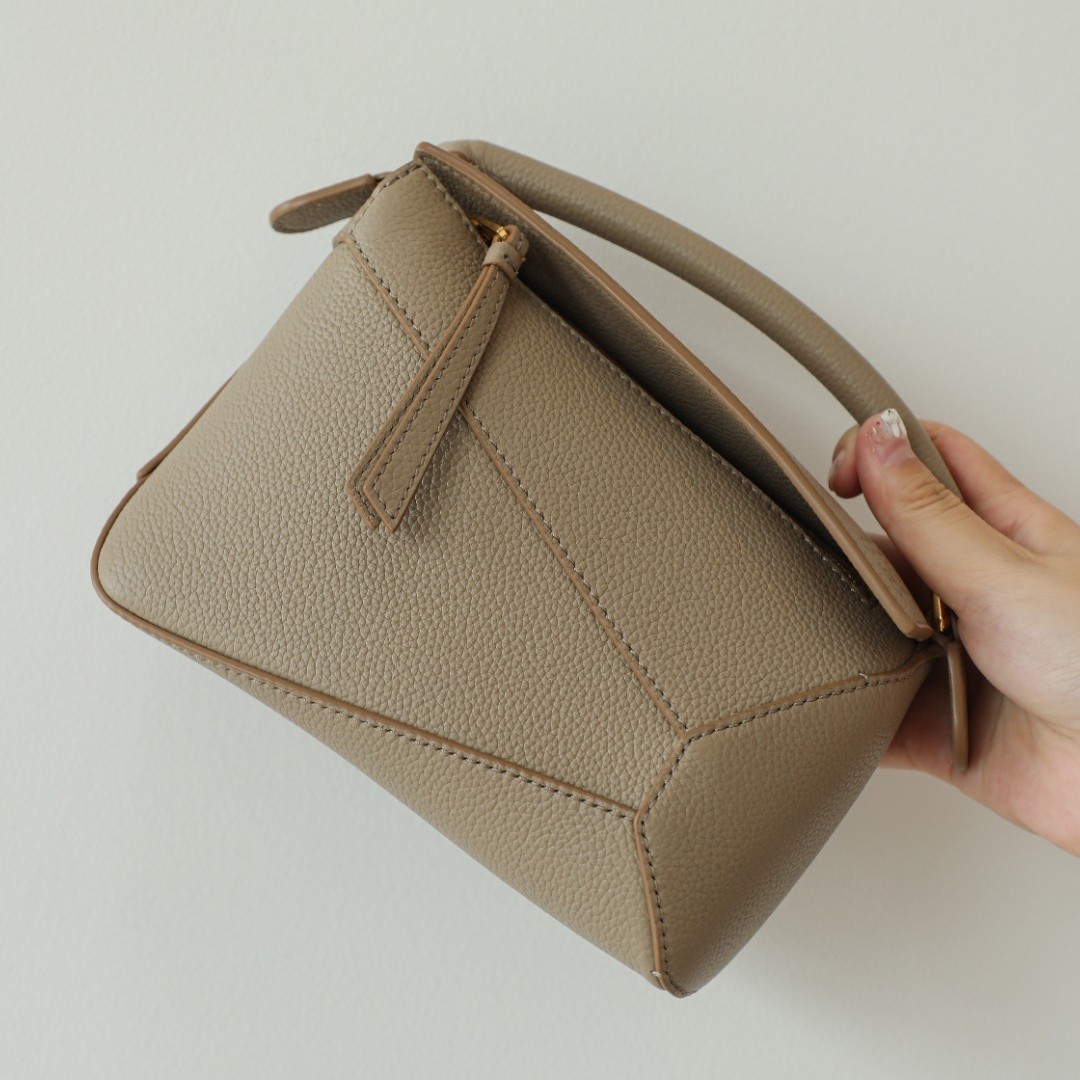 LOEWE Mini Puzzle bag in soft grained calfskin Sand