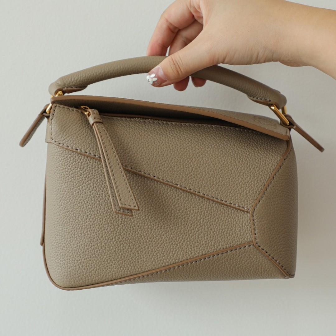 LOEWE Mini Puzzle bag in soft grained calfskin Sand