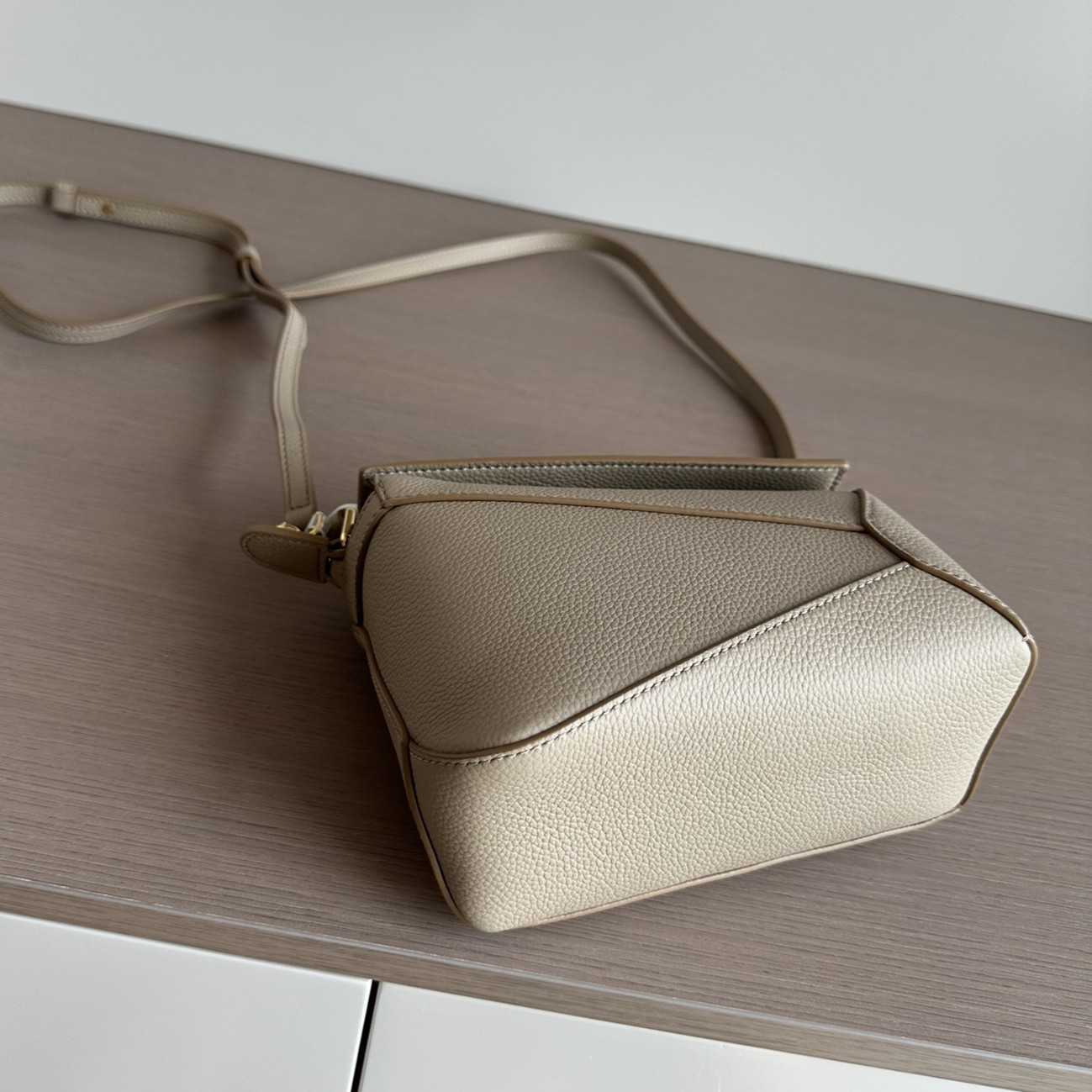 LOEWE Mini Puzzle bag in soft grained calfskin Sand