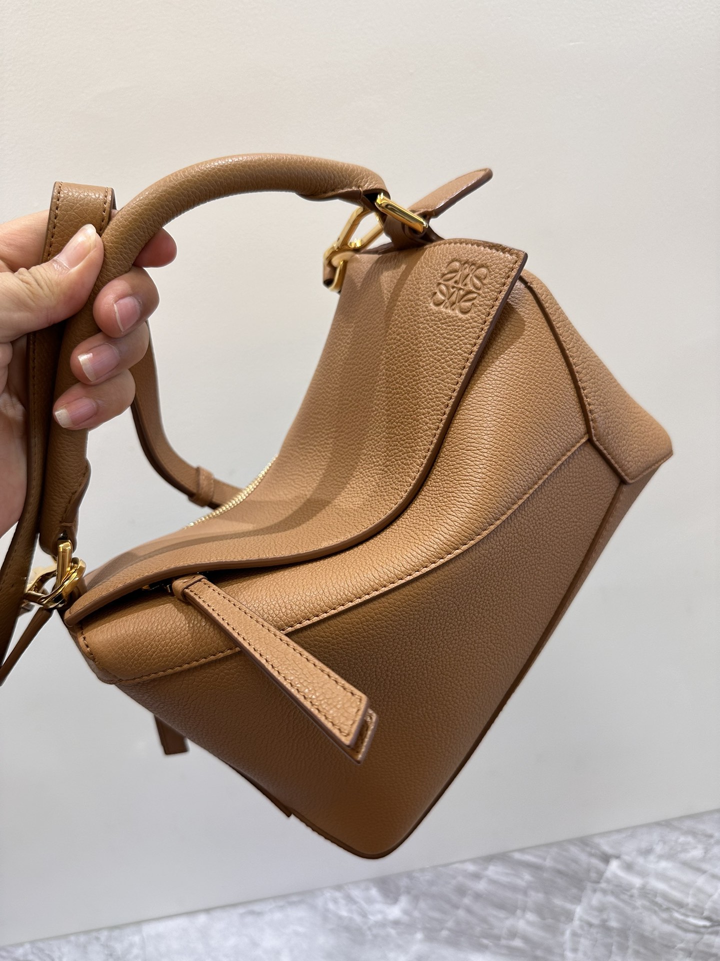 LOEWE Small Puzzle bag in soft grained calfskin Toffee