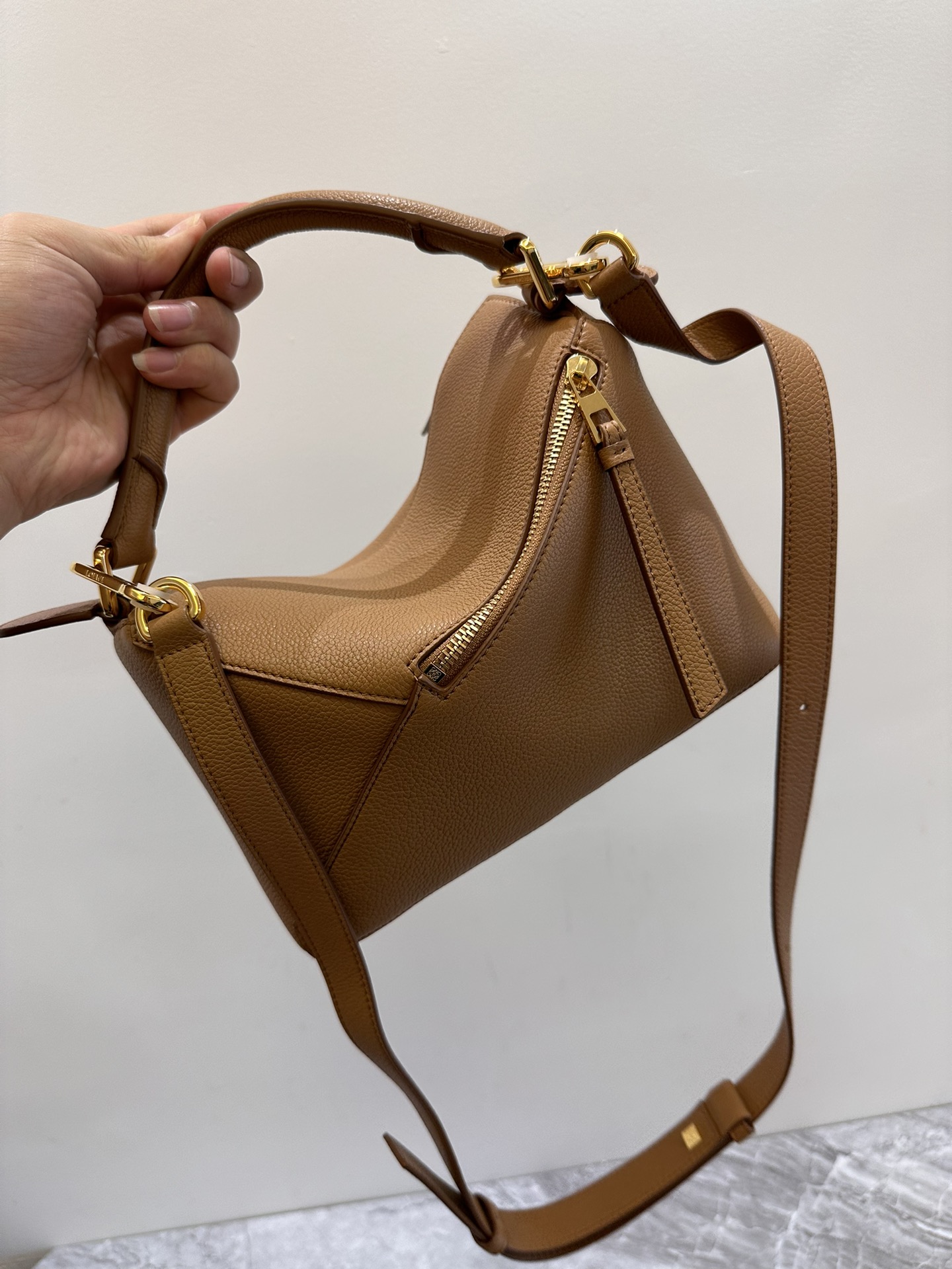 LOEWE Small Puzzle bag in soft grained calfskin Toffee