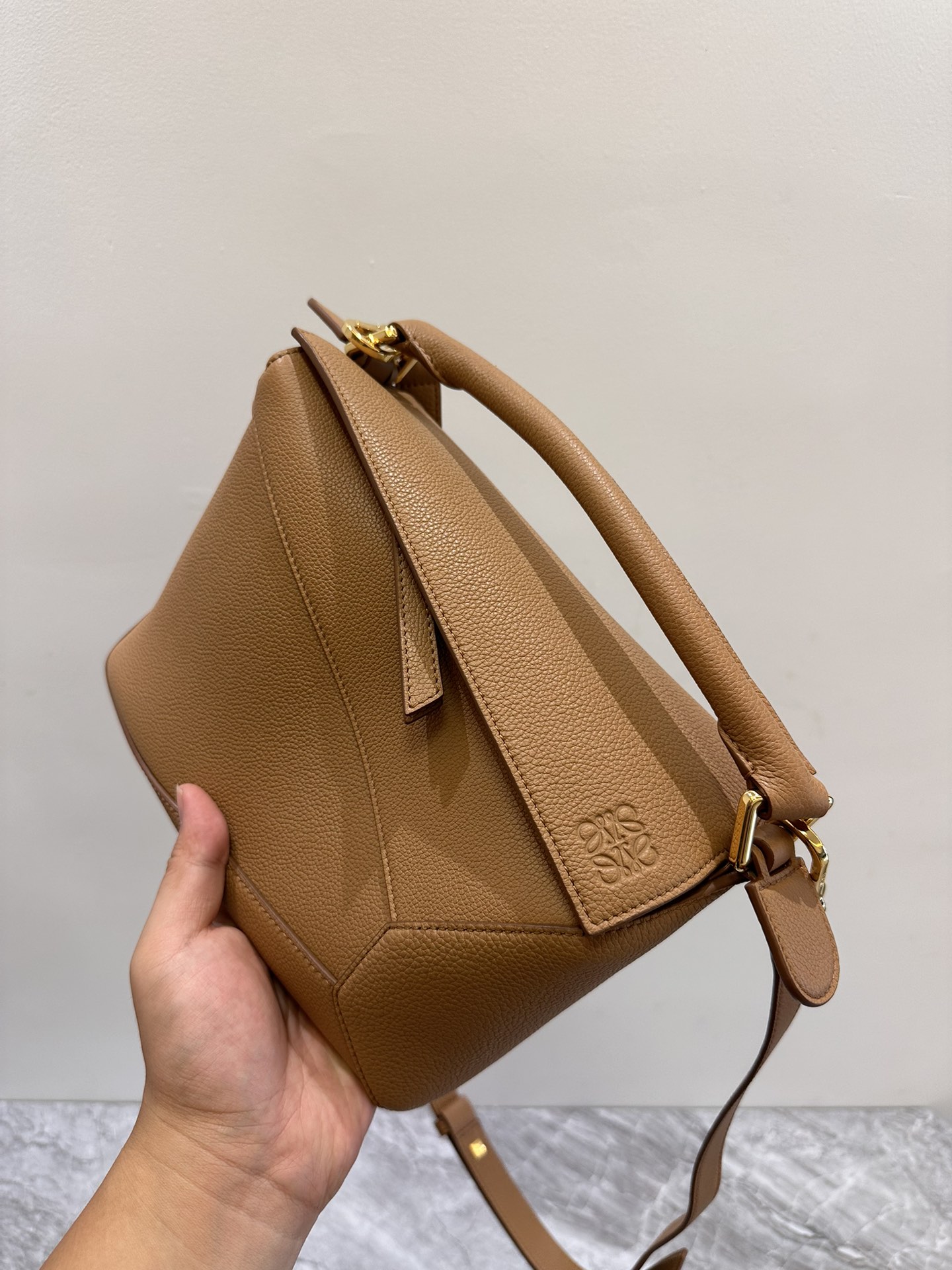 LOEWE Small Puzzle bag in soft grained calfskin Toffee