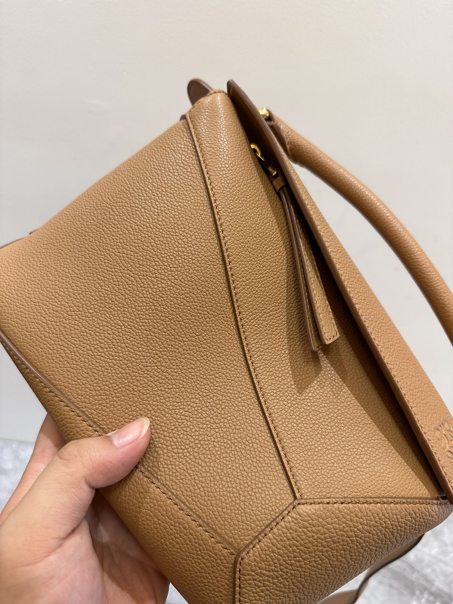 LOEWE Small Puzzle bag in soft grained calfskin Toffee